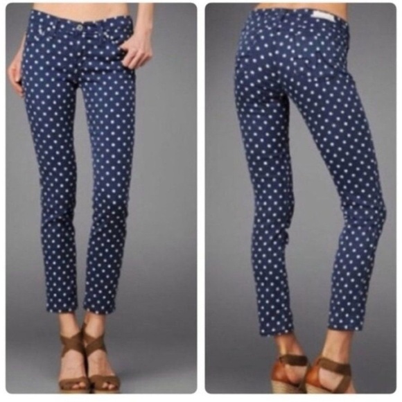 AG Adriano Goldschmied Stevie Ankle Slim Straight Polka Dot Jeans 29R. B2 - Picture 1 of 8